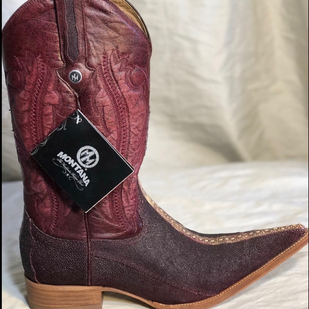 Montana burgundy stingray leather boots